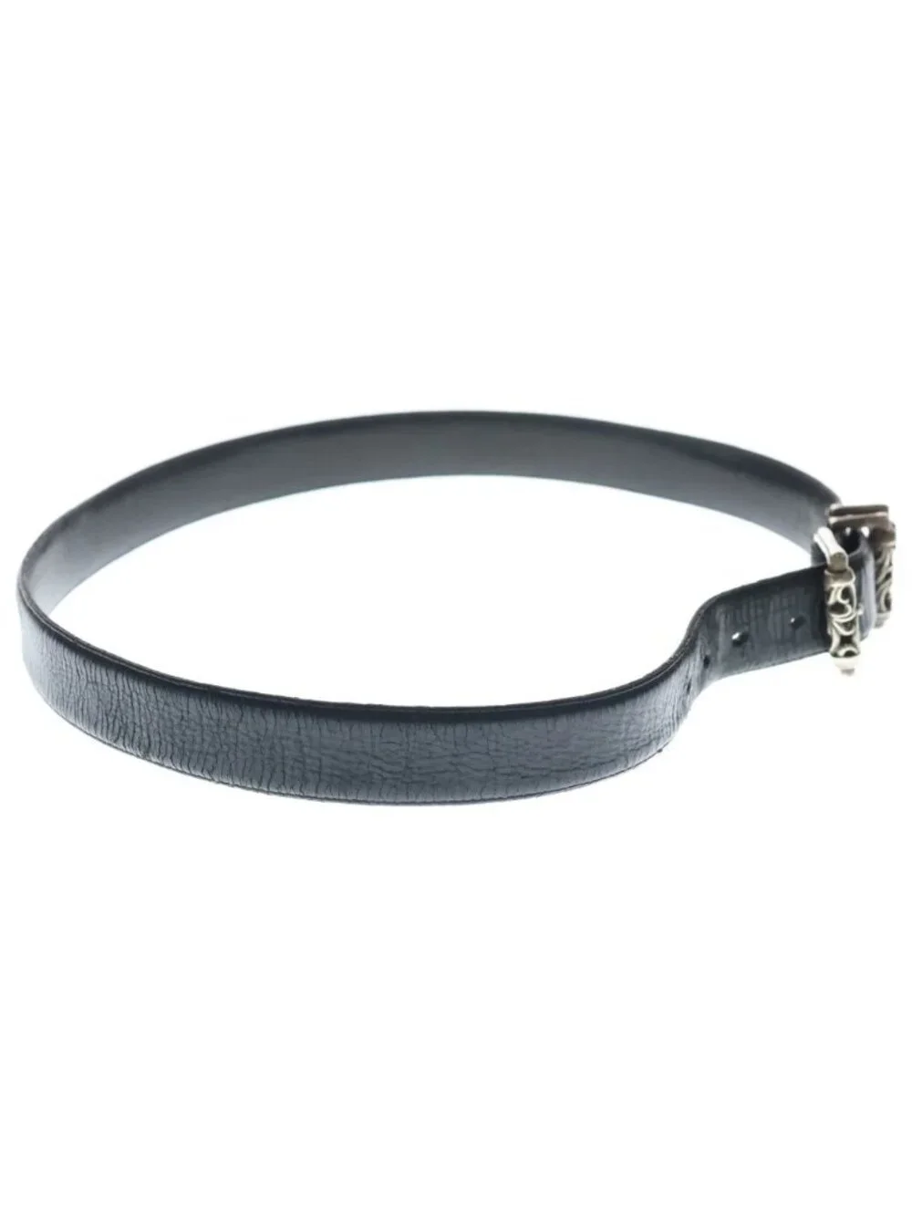 Chrome Hearts Vintage Blt Roller Buckle Leather Belt Silver